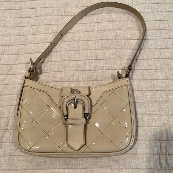 Burberry Beige Quilted Patent Leather Shoulder Bag - Picture 1 of 6